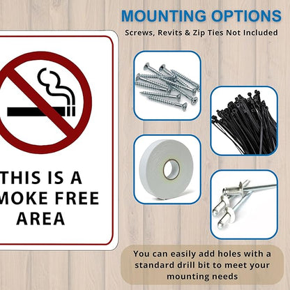 This is a Smoke Free Area Sign - ADA Compliant Digitally Printed Text Wall Sign - No Smoking in This Area Signs for Offices, Businesses, Hotels, and Restaurants - Plastic 14” x 10”