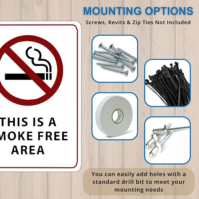 This is a Smoke Free Area Sign - ADA Compliant Digitally Printed Text Wall Sign - No Smoking in This Area Signs for Offices, Businesses, Hotels, and Restaurants - Vinyl 7” x 5”