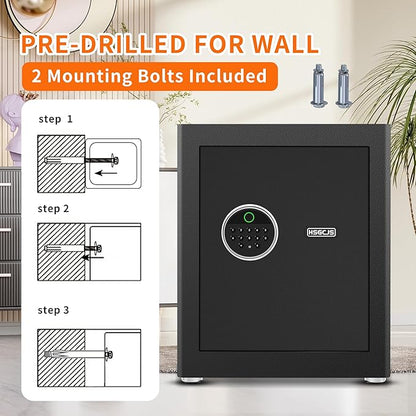 HSGCJS Biometric Fingerprint Safe, Home Safes Box with full Digital Keypad,Security Safe For Home,Office and Hotel-1.93 Cubic Feet