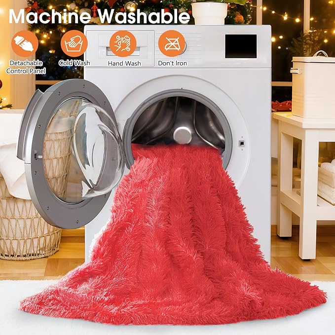 Heated Electric Blanket Throw,Warm Winter Birthday Gifts for Women Her Grandma-Faux Fur with Soft Sherpa,10 Heat Settings,5 Time Settings with Fast Heating, 50x60, Ruby Wine