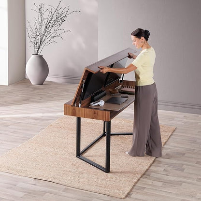 Transformer Table - Dining Table to Computer Desk, Work-from-Home Office, Gaming Desk, Study Desk, Space-Saving Adjustable Furniture, Dark Brown