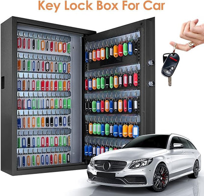 160 Position Large Key Box Wall Mount, Key Lock Box with Programmable Keypad, Spare Keys and Key Tags, All Steel Key Cabinet for Offices Cars Hotels Dorms