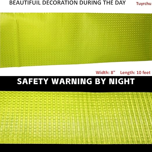 Fluorescent Yellow Reflective Tape Outdoor Waterproof 8 inch, High Visibility Warning Safety Industrial Marking Tape (11 feet)