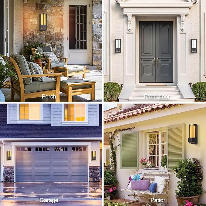 Smart Outdoor Wall Lights 3000K-5000K, Modern RGBCW Porch Lights Outdoor, Acrylic Glass Exterior Lighting for House, Patio, Garage, Yard
