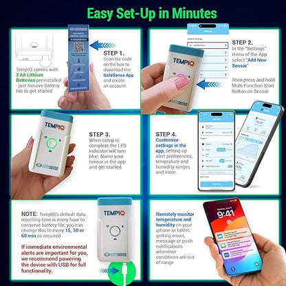 TEMPIQ WiFi 2-Pack Temperature & Humidity Sensor - App Integration, Alerts, Helps Monitor 2nd Home, AirBnb, RV, Pets,Freezer and Server Room, Remote Indoor & Outdoor Hygrometer & Thermometer