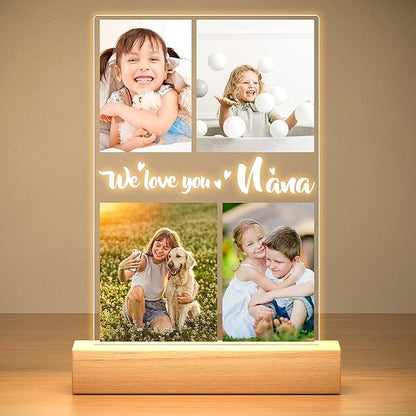 Custom Picture Frame with Photo, Personalized Photo Frame with Night Light, Customized Photo Frames, Personalized Valentines Day Gifts for Girls, Boys, Kids