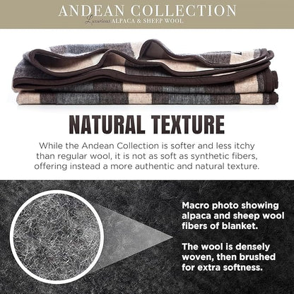 Natural Alpaca & Sheep Wool Blanket – Woven, Made in Peru - Full/Queen Size – Heavyweight Warmth, Thick, Breathable, Natural Texture & Scent, 72 x 88 Inches, 4.2 lbs
