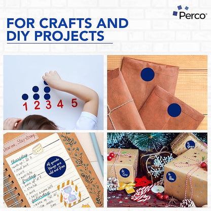 Perco Dark Blue 2-Inch Round Circle Dot Sticker Labels with Easy Peel Perforation - 500 Labels per Roll - Strong Adhesion, Vibrant Colors for Organizing, Crafting & More - Made in USA