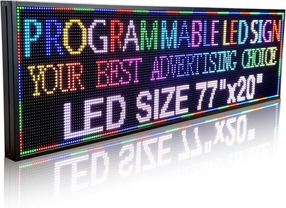 P10(77"*20") Outdoor Open Programmable Scrolling Led Sign Custom Wifi Led Signs For Wall Digital Signage Message Board Business Signs Board For Outside Advertising Sign Screen Panel