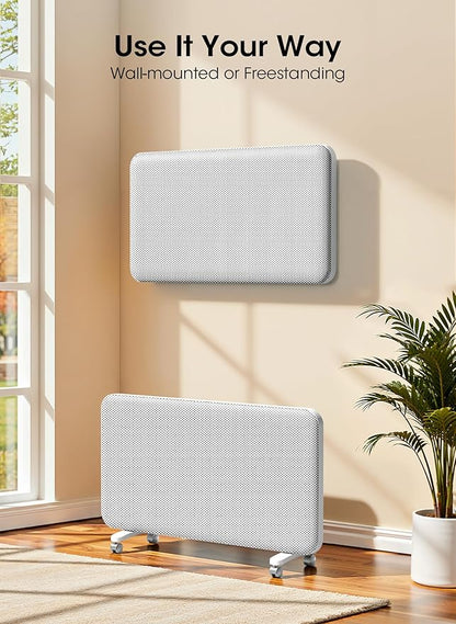 Convection Panel Space Heater Indoor Use, Large Room Electric Heater with Wifi App Control, Smart Mica Infrared Heater with Programmable Thermostat, Wall Mount or Standing, Quiet & Eco, 1500W