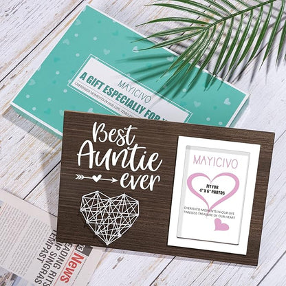 MAYICIVO Aunt Gifts from Niece Nephew, Christmas Gifts for Aunt Picture Frame, Best Auntie Ever Gift Aunts Birthday Auntie Mother's Day Gift for Aunts Women Best Aunts Photo Frame - 4x6 Photo