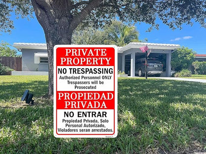 Private Property Sign,No Trespassing Signs,Home Safety Warning Sign,Outdoor Safety Sign, "Private Property - No Trespassing" 12"x16" Aluminum Sign