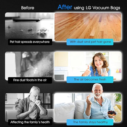 12 Pack Dust Bags for LG Vacuum Bags with Models A937KGMS, A939KBGS and A938KBGS, Replacement Dust Bag for LG CordZero All-in-One Tower, Improved Vacuum Bags for LG Cordzero Vacuum