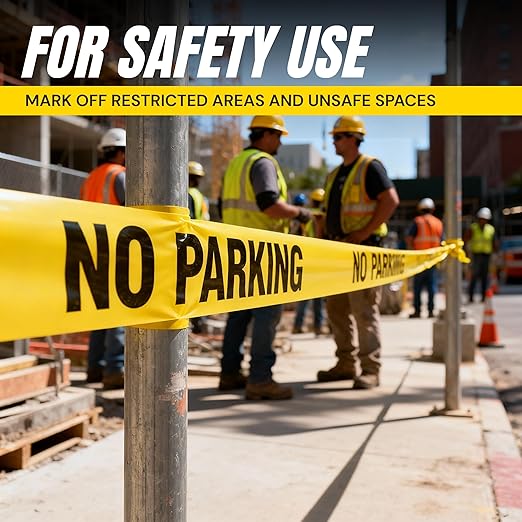 Caution No Parking Tape 3 inch X 1000 feet • Bright Yellow with a Bold Black Print for High Visibility • 3 in. Wide for Maximum Readability • Tear Resistant