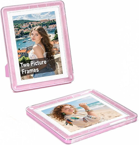 5x7 Picture Frame, Clear Acrylic Photo Frame with White Mat for 4x6 Photos, One-Piece Shatterproof Tool-Free Design, UV-Resistant Waterproof Tabletop Frame for Home Office Decor with 10-Year Warranty
