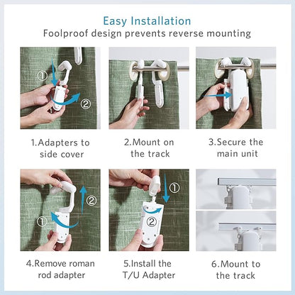 Automatic Curtain Opener Smart Motorized: 2-Pack Heavy Duty 20KG Load Electric Curtain Robot with Remote for Bedroom Living Room│6-Month Battery for Home/Office/Nursery│No WiFi Needed