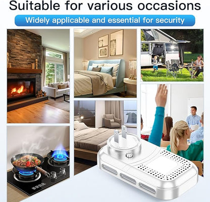 2-Pcs 4IN1 Plug in Smoke & Carbon Monoxide Detector Combination Builti-in 2000 mAh Backup Battery HD Screen [Smoke CO Temp Humidity Sensor] Alarm for Home Travel Hotel Indoor (White)