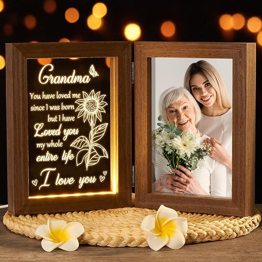 Grandma Gifts Christmas Gifts for Grandma from Granddaughter Grandson Grandkids, Grandmother Picture Frame 5x7 with Night Light Personalized Gift for Nana Grandmother Gigi Granny Mimi Tabletop Display