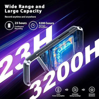 128GB Voice Activated Recorder - Recording Device with 3200H Long Duration Vioce Recorder for Lecture & Meeting - HD Audio Recorder Supporting MP3/WAV Formats
