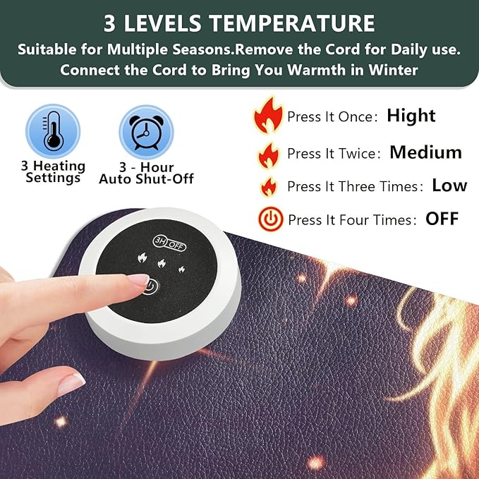 Large Heated Mouse Pad,Leather Desk Mat,31.5"x13",Hand Warmer Pads for Desk,Love(Love)