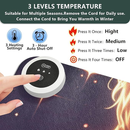 Large Heated Mouse Pad,Leather Desk Mat,31.5"x13",Hand Warmer Pads for Desk,Love(Love)