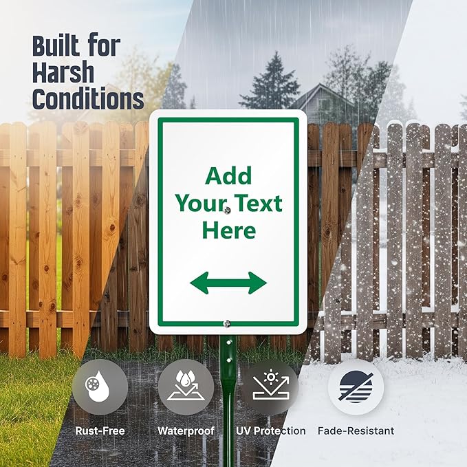 SmartSign Custom Yard Sign - 7" x 10" Sign with Stake, Personalized Lawn Sign, 40 mil Thick Laminated Aluminum, Choose Arrow, 21-inch Tall & Stake Kit, Made in USA