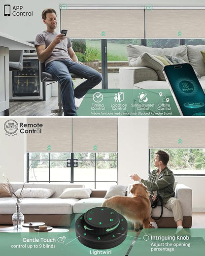 Yoolax Motorized Blinds with Remote, Blackout Smart Blinds for Windows Motorized Roller Shades, Automatic Window Shades Work with Alexa Custom Size (Blackout-Jacquard Coffee)