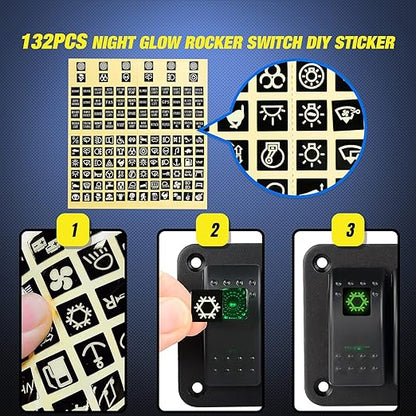 Nilight 2 Gang Rocker Switch Panel 12V 24V DC Green Switches Aluminum Panel 5Pin ON Off PreWired Toggle Switch Panel Waterproof for Cars Boats ATVs UTVs,2 Years Warranty