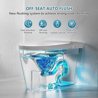 Luxury Smart Toilet Built In, Bidet with Heated Seat,Warm Water Sprayer & Dryer, Japanese Toilet with Foot Sensor Operation,LED Display