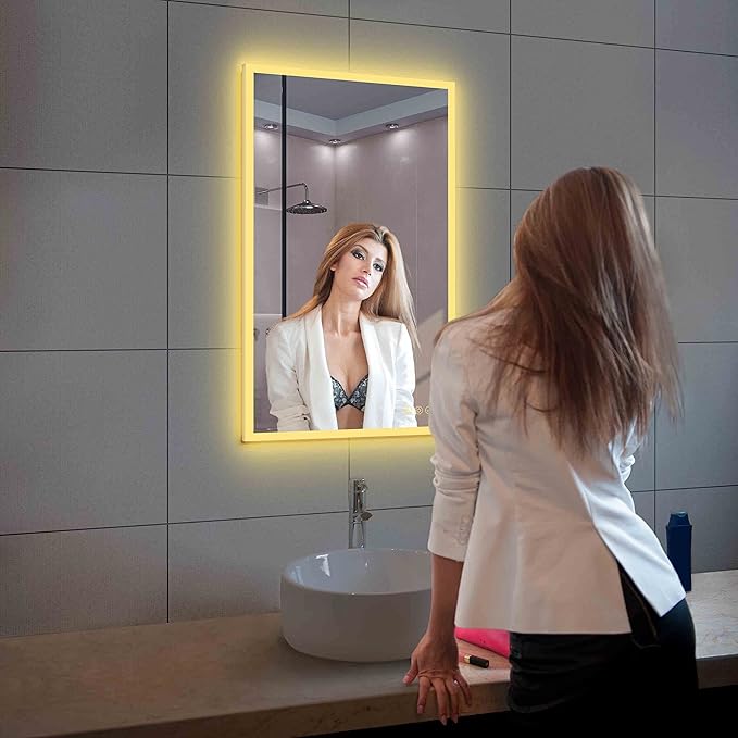 24x36 LED Mirror for Bathroom | Backlit LED Vanity Mirror with Anti-Fog, Stepless Dimmable, 3 Color Temperature | Wall Mounted Lighted Bathroom Mirror | Smart Vanity Makeup Mirror with Lights