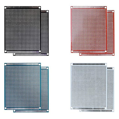 8 Pcs(7x9cm) Double Sided PCB Board Prototype Kit Soldering 4 Colour Universal Printed Circuit Board for DIY Soldering and Electronic Project