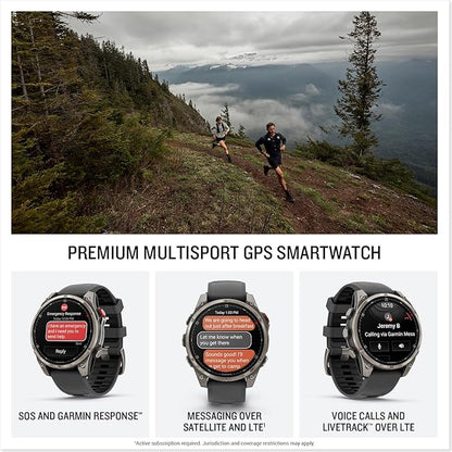 Garmin fēnix® 8 Pro, 51mm, AMOLED Display, Premium Connected Multisport GPS Smartwatch, inReach® Technology, Sapphire, Titanium with Graphite/Black Silicone Band