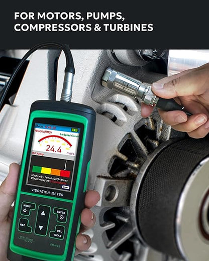 Digital Vibration Meter VM-428 | PC-Connected Analyzer | Measures Acceleration (0.1–300 m/s²), Velocity (1–850 mm/s), Displacement (1–3300 μm), Frequency (30Hz–14kHz) | for Industrial Equipment