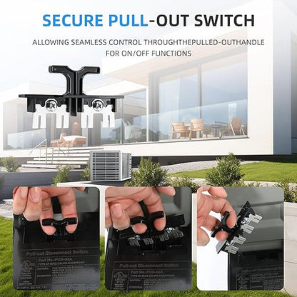 30 Amp AC Disconnect Switch Outdoor 120/240VAC Pull Out Switch Waterproof Metal Box for Air Conditioning Non-Fused