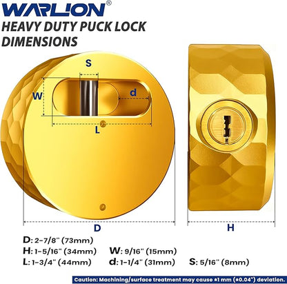WARLION Solid Aluminum Hidden Shackle Lock, Heavy Duty Trailer Lock with 4 Keys, Push Core, Stainless Steel Latch, for Trailers, Shipping Containers, Trucks, Vans, Warehouses