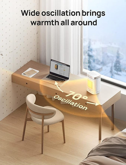 Dreo Atom One Space Heater with Remote, 70°Oscillating Electric Heaters with Digital Thermostat, 1500W PTC Ceramic Heater, 12h Timer, Quiet Safety Heating, Portable Heater for Home Office