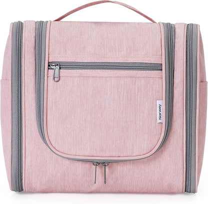 Narwey Hanging Toiletry Bag for Women Travel Makeup Bag Organizer Toiletries Bag for Cosmetics Essentials Accessories(Large, Pink)