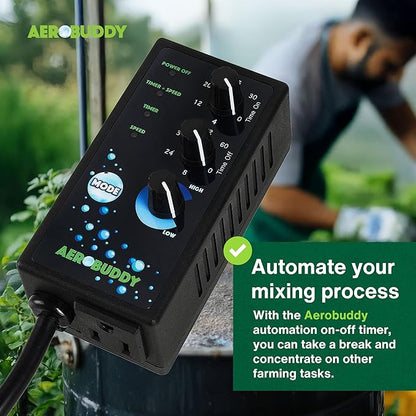 AEROBUDDY Variable Speed Controller + Interval Timer - Speed Controller for Electric Motor Water Pump 110V, 30-60min On/Off Timer Power Controllers, Variable Motor Controllers for Mixing and Aerating