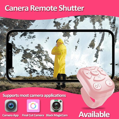 TikTok Scrolling Ring - Bluetooth Remote for TikTok Clips & Tunes, iPhone-Compatible Fingertip Wireless Bluetooth Controller, Ideal for iPad, iOS & Android, with Lively Camera Shutter-(Pink)