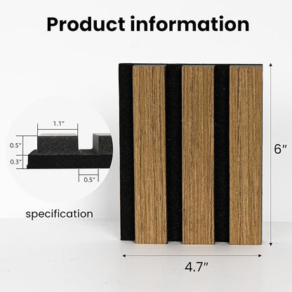 Sample Wood Salt Acoustic Wall Panels, Soundproof Wooden Wall Panels, 3D Fluted Sound Absorbing Panel, Natural Oak, Sample Pack
