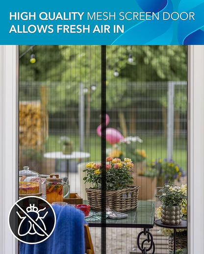 Flux Phenom Magnetic Screen Door (3 Pack) - Bugs Out, Breeze in - 9min Install Auto-Sealing Heavy Duty Double Stitched Mesh, Hands Free Sliding & Patio Doors Net, Pet & Kid Friendly, 38 x 82 Inch