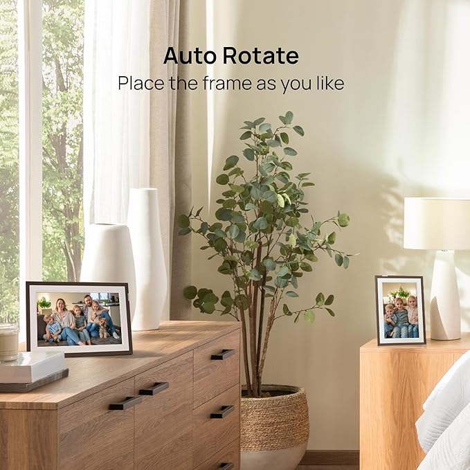 ARZOPA 10.1" WiFi Digital Picture Frame 32GB HD IPS Anti-Glare Touch Screen Digital Photo Frame, Wall Mountable, Auto-Rotate, Easy Sharing Photos Videos &Custom Gifting via Free ARZOPA APP - D10 Brown