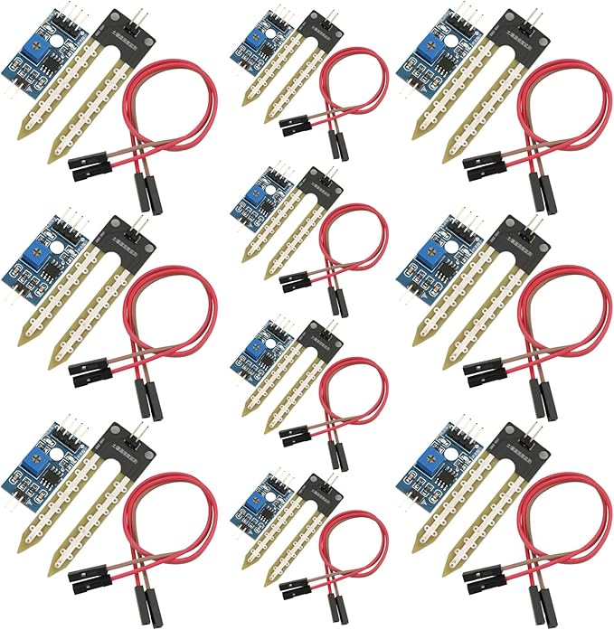 10Pcs Soil Moisture Sensor LM393 3.3-5V Soil Moisture Hygrometer Detection Sensor Kit Compatible with for Arduino Automatic Watering System Robot Smart Car
