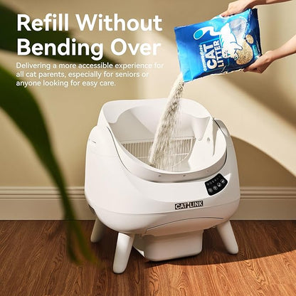 CATLINK Self Cleaning Cat Litter Box Open-X, 5G & 2.4G WiFi, Safe Anti-Pinch Automatic Litter Box Open Top, AI Waste Analysis Health Monitor for Multi-Cat Recognition, App Control, Odor Free