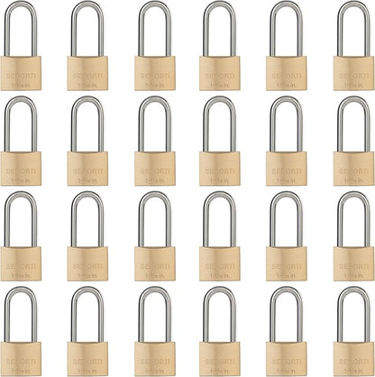 Weatherproof Padlock with Stainless Steel 304 Long Shackle and Solid Brass Body, 1-9/16 in. Wide, 24 Padlocks Keyed Alike, Marine Grade Rustproof Lock for Outdoors Use YNBSP2440