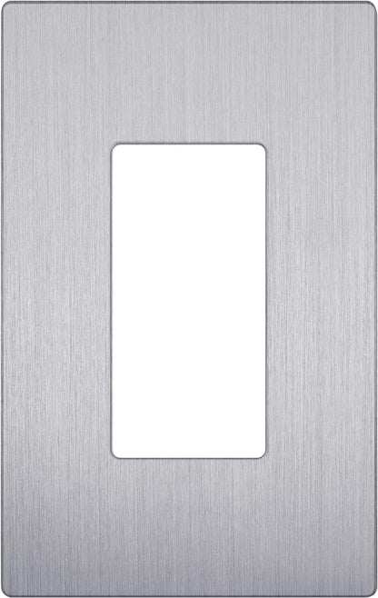 LIDER Brushed Finish Decorator Switch Cover, Screwless Wall Plate, Mid-Size 1-Gang 4.88" x 3.11", Unbreakable Polycarbonate Thermoplastic, UL Listed, LSWP-31M-BSV, Brushed Silver