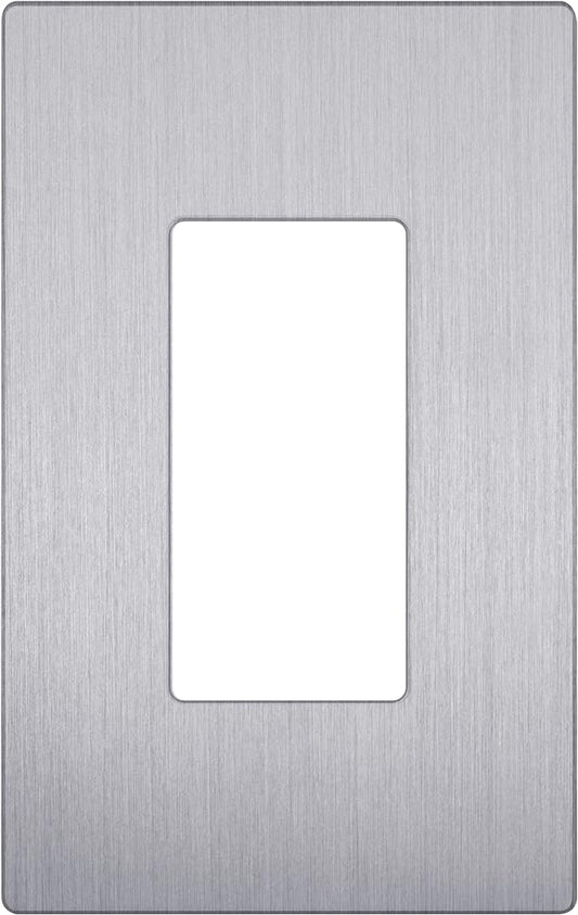 LIDER Brushed Finish Decorator Switch Cover, Screwless Wall Plate, Mid-Size 1-Gang 4.88" x 3.11", Unbreakable Polycarbonate Thermoplastic, UL Listed, LSWP-31M-BSV, Brushed Silver