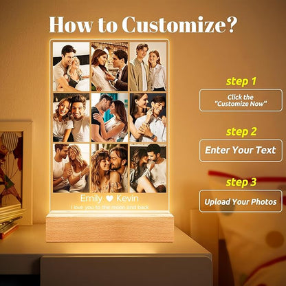 Personalized Picture Frame with Photos, Custom Picture Frames, Personalized Photo Frame, Customized Anniversary Birthday Valentines Day Gifts for Women Men Her Him Girlfriend Boyfriend Couples