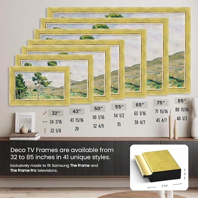 Contemporary Gold 32" Premiere Deco TV Frame - Compatible ONLY with Samsung The Frame TVs (Fits 2021-2025, LS03A, LS03B, LS03C, LS03D, LS03FA)
