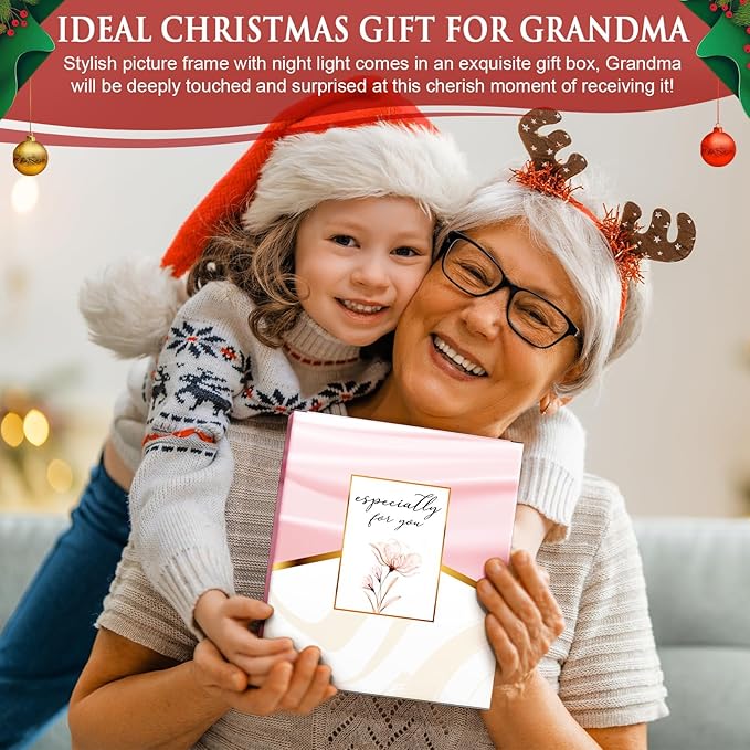 Grandma Gifts Christmas Gifts for Grandma from Granddaughter Grandson Grandkids, Grandmother Picture Frame 5x7 with Night Light Personalized Gift for Nana Grandmother Gigi Granny Mimi Tabletop Display